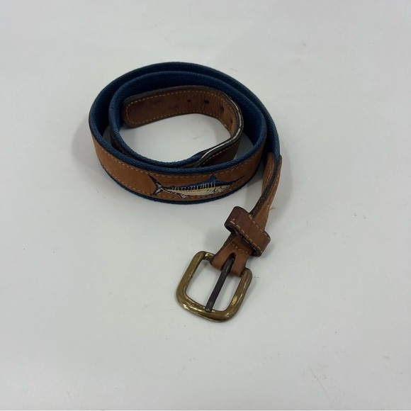 Zeppelin Leather belt w/ Fish embroidered - Picture 1 of 12